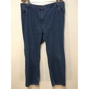 Woman Within Jeans Women 20WP Blue Tapered Leg Elastic Cotton Ankle Denim